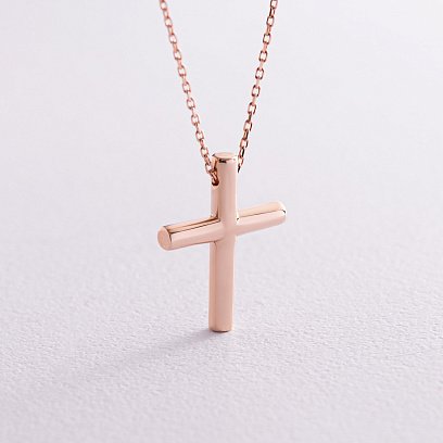 Колье с крестиком в красном золоте кол02354