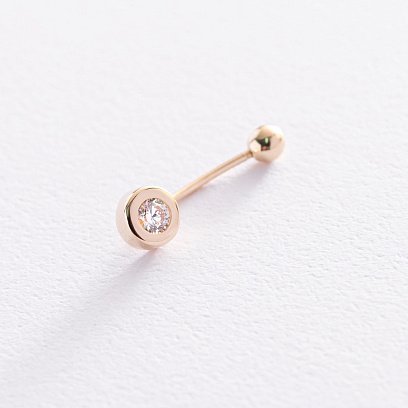 Золотий пірсинг в пупок з фіанітом пир00254