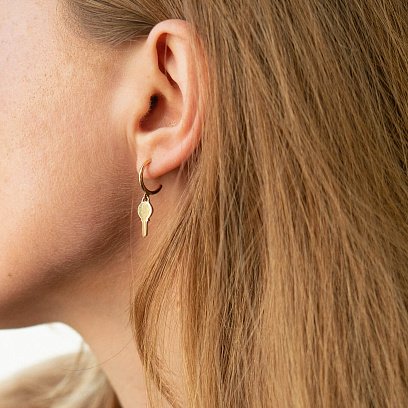 Золотые серьги - пусеты "Ключики" с07394 №5