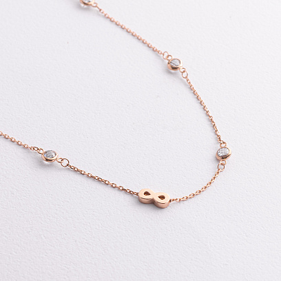 Золотой браслет на ногу "Бесконечность" (фианиты) б05736 №2