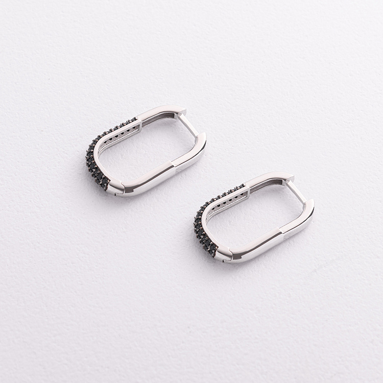 Золоті сережки з чорними фіанітами с09504 від ювелірного магазину Онікс - 1