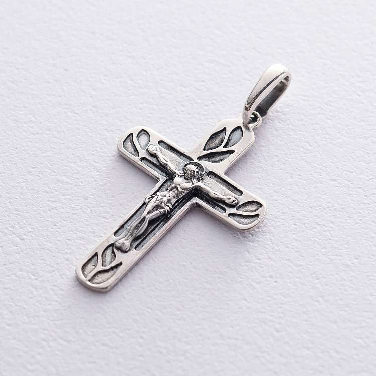Срібний православний хрест "Розп'яття. Спаси і Збережи" 131053 від ювелірного магазину Онікс