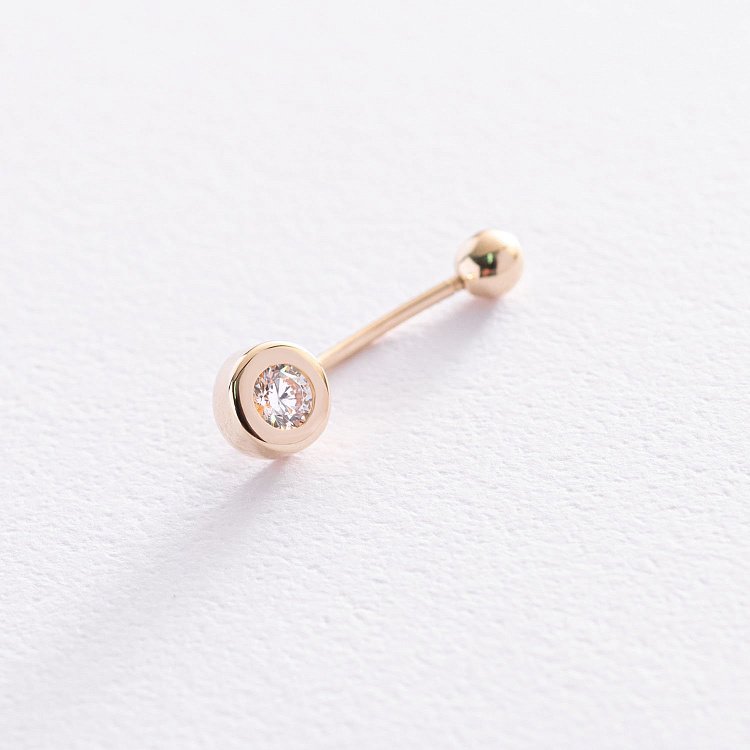 Золотий пірсинг в пупок з фіанітом пир00254 від ювелірного магазину Онікс