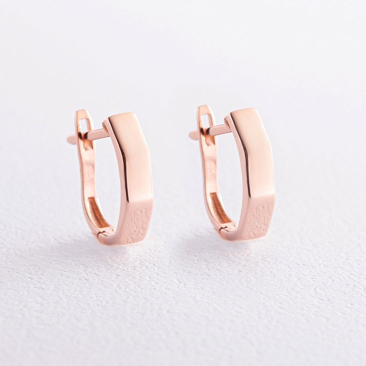 Сережки "Мінімалізм" у червоному золоті с07978 від ювелірного магазину Онікс