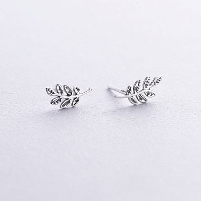 Срібні сережки - пусети "Гілочки" 122691