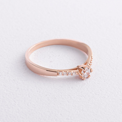 Заручальна золота каблучка з фіанітами к08427 №2
