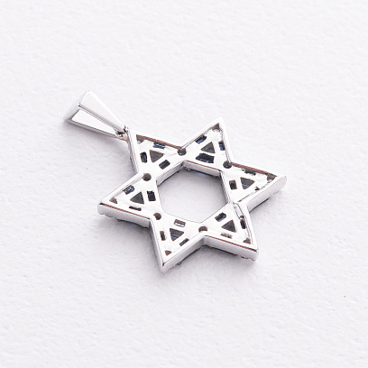 Золотой кулон "Звезда Давида" (бриллианты, сапфиры) пб0405rc №2