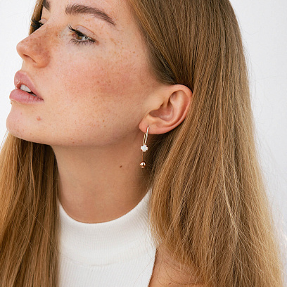 Золотые серьги "Вдохновение" (синт. опал) с06711 №2