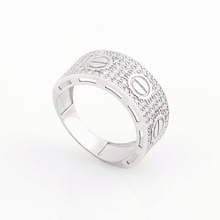 Золота каблучка з фіанітами к05229 від ювелірного магазину Онікс - 2