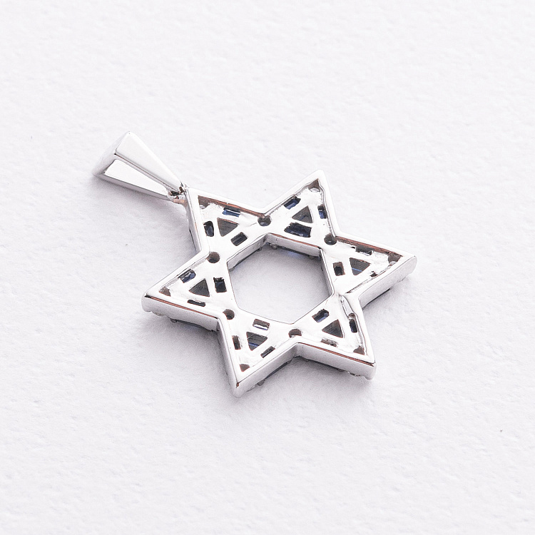 Золотой кулон "Звезда Давида" (бриллианты, сапфиры) пб0405rc от ювелирного магазина Оникс - 1