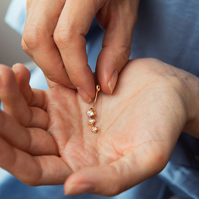 Золотий пірсинг у пупок (фіаніти) пир00276 №2