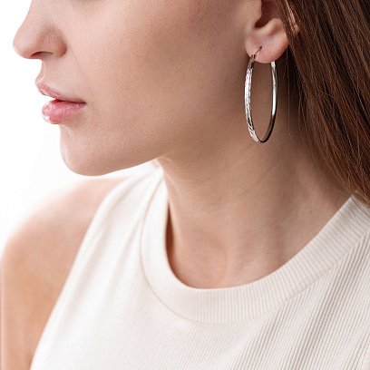 Сережки - кільця в сріблі (4.9 см) 122951 №2