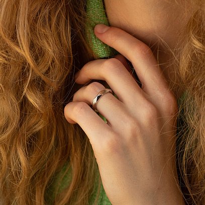 Обручальное кольцо "Грани" в белом золоте 236801100 №2