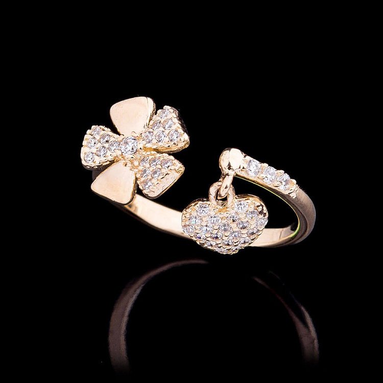 Эксклюзивное золотое кольцо с фианитами к04041 от ювелирного магазина Оникс - 2