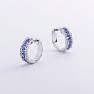 Золотые серьги - кольца (бриллианты, сапфиры) сб0503nl от ювелирного магазина Оникс - 2
