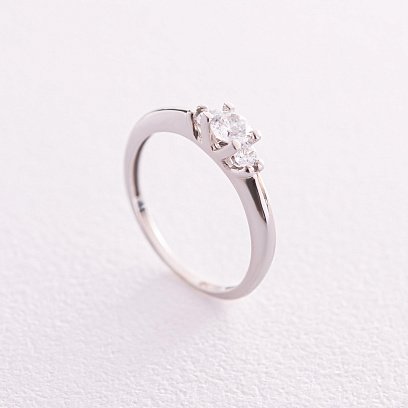 Заручальна срібна каблучка з фіанітами 476