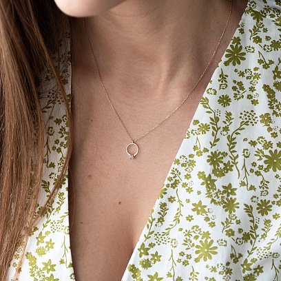 Золоте кольє з заручальною каблучкою (фіаніт) кол00989 №2