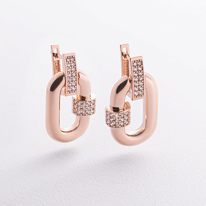 Сережки "Alice" в червоному золоті (фіаніти) с09544
