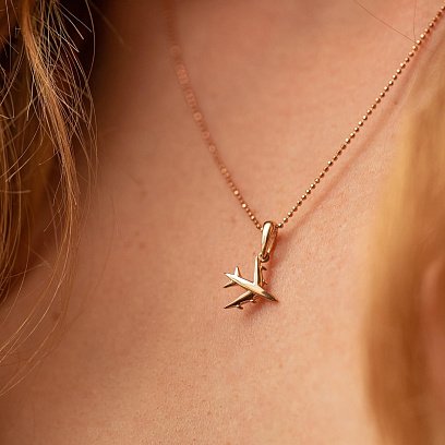 Кулон "Самолетик" в красном золоте п03776 №3