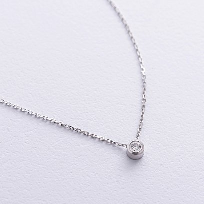 Колье в белом золоте с бриллиантом 734171121 №3