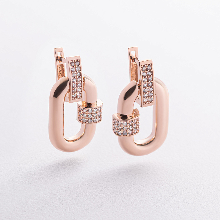 Сережки "Alice" в червоному золоті (фіаніти) с09544 від ювелірного магазину Онікс