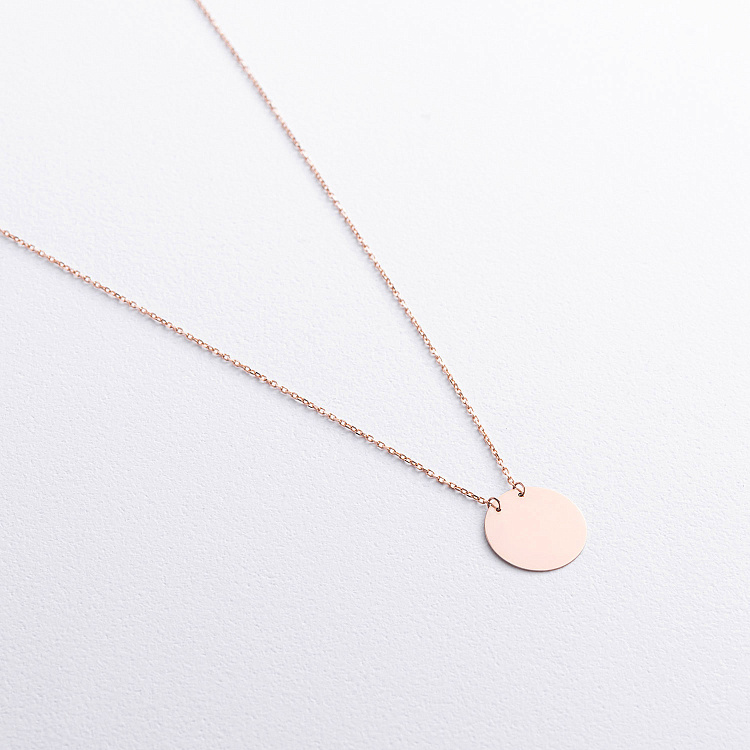 Колье "Монетка" в красном золоте (возможна гравировка) кол02459 от ювелирного магазина Оникс - 2