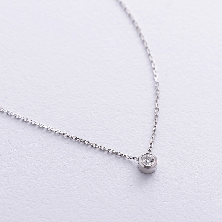 Колье в белом золоте с бриллиантом 734171121 от ювелирного магазина Оникс - 2