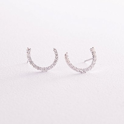 Золоті сережки - пусети "Лунниця" з діамантами сб0411cha №8