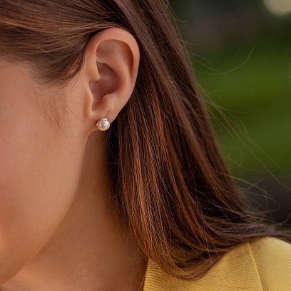 Серьги-гвоздики (культ. пресн. жемчуг) 7 мм 121029 №3