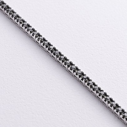 Браслет Теніс у білому золоті з чорними діамантами 542511222 №3