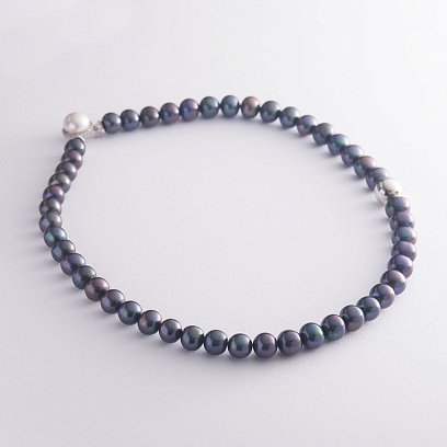 Колье из жемчуга с фианитами бус480 №4