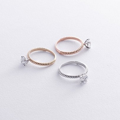 Заручальна золота каблучка з фіанітом к07638 №3