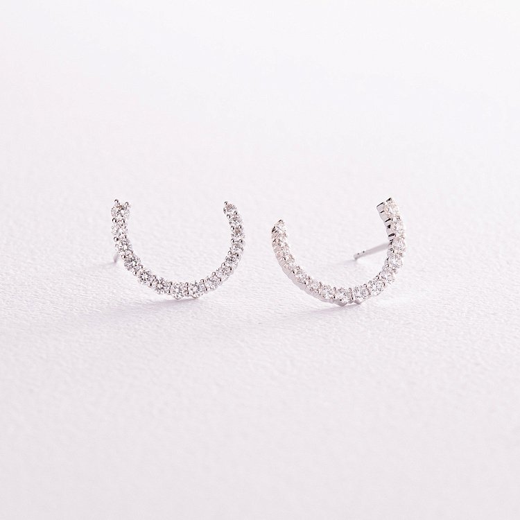 Золоті сережки - пусети "Лунниця" з діамантами сб0411cha від ювелірного магазину Онікс - 7