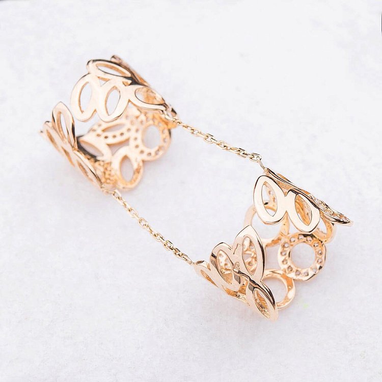 Подвійна каблучка з фіанітами к04210 від ювелірного магазину Онікс - 2