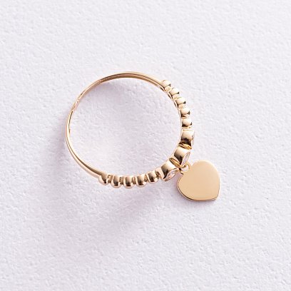 Золота каблучка "Сердечко" з фіанітами к06815 №3