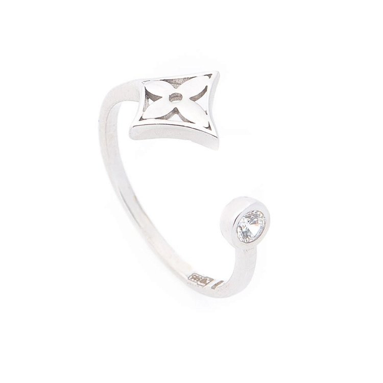 Золотое кольцо "Клевер" с фианитом на фалангу к232б от ювелирного магазина Оникс