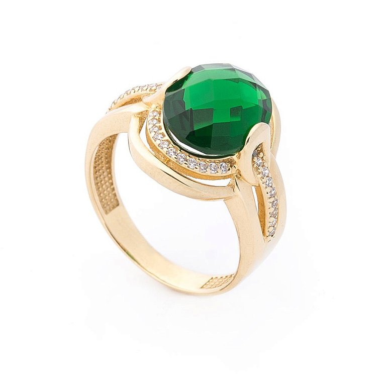 Ексклюзивна золота каблучка з фіанітами к04418 від ювелірного магазину Онікс