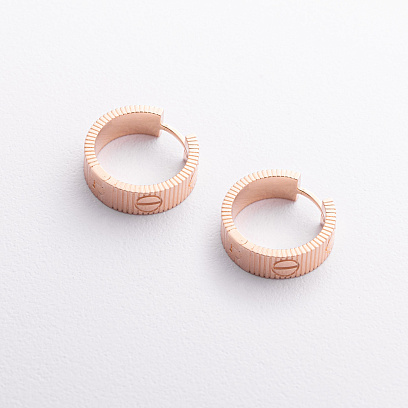 Сережки - кільця "Love" (червоне золото) с09663 №2