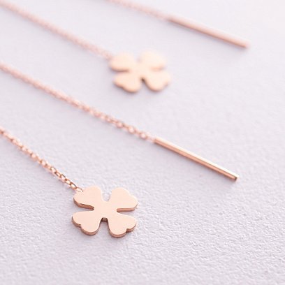 Золотые серьги - протяжки "Клевер" с05515 №3