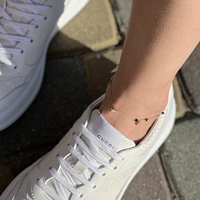 Золотий браслет "Зірочки" на ногу (фіаніти) б04886 №8