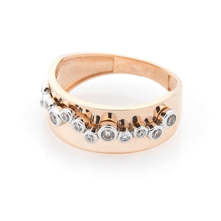 Золотое кольцо с фианитами к05585 от ювелирного магазина Оникс