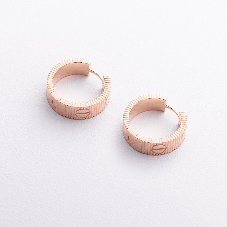 Золоті сережки - кільця "Love" с09663 від ювелірного магазину Онікс - 1