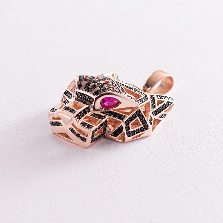 Золотая подвеска "Пантера" с фианитами п03644 от ювелирного магазина Оникс - 3