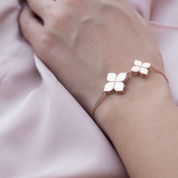 Золотий браслет "Дві конюшини" б04279 від ювелірного магазину Онікс - 1