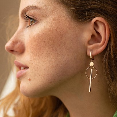 Сережки "Геометрія" у червоному золоті с08152 №2