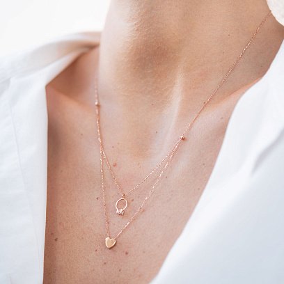 Золотое колье с помолвочным кольцом и сердцем (фианит) кол01863 №6