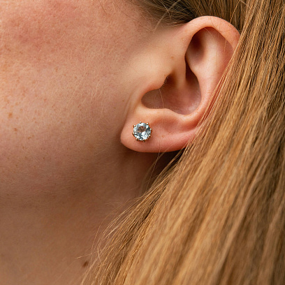 Золоті сережки-пусети з топазом с06308 №4