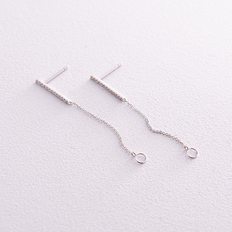 Золотые серьги - пусеты с бриллиантами сб0433ca от ювелирного магазина Оникс