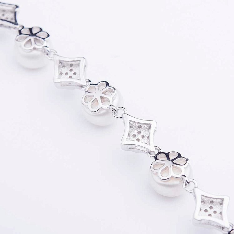 Браслет с фианитами и культ. пресн. жемчугами 141024 от ювелирного магазина Оникс - 3