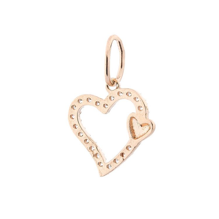 Золотой кулон "Сердца" (фианиты) п02912 от ювелирного магазина Оникс - 1